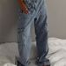 "Men's Distressed With Rolled Hem Pocket Details Relaxed Straight Fit, Washed Vintage Style Streetwear Fashion Polyester Blend Stretch"_mkmklike.com