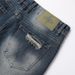 Men's Clothing Men's Blue Distressed Embroidered Shorts Loose Straight Leg Trendy Versatile Denim Shorts For Formal & Casual_mkmklike.com