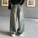 Vintage Washed Denim Jeans – High Street Distressed Print Wide-Leg Pants For Men & Women_mkmklike.com