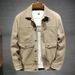 Large Size Men's Clothing Autumn Tide Brand Pure Khaki Denim Jacket Men's Plus Size Single-breasted Fat Denim Jacket_mkmklike.com