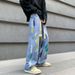 Trendy Summer Men's Jeans - Lightweight Stretch Denim Pants With Elastic Waist (Straight Fit, Black Grey/Light Blue, Instagram Style)_mkmklike.com