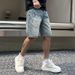 Men's Clothing Summer Denim Shorts Men's Trendy Brand Handsome Ripped Patch Shorts Embroidered New Pants Men's Straight Pants_mkmklike.com