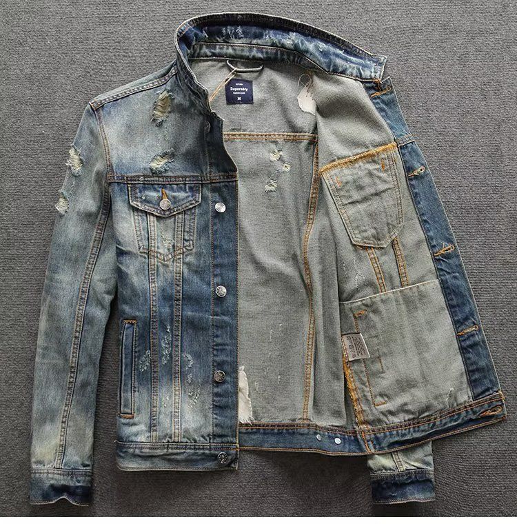 European And N Men's Autumn And Winter Jeans Jacket Slim Handsome Boy Simple Jacket_mkmklike.com