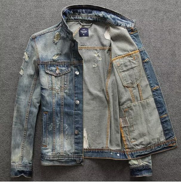 European And N Men's Autumn And Winter Jeans Jacket Slim Handsome Boy Simple Jacket_mkmklike.com