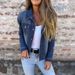 Women's Classic Denim Jacket – Lightweight Spring/Summer Stretch Coat With Button Front & Chest Pockets (Dark Blue/Light Blue, S-2XL)_mkmklike.com
