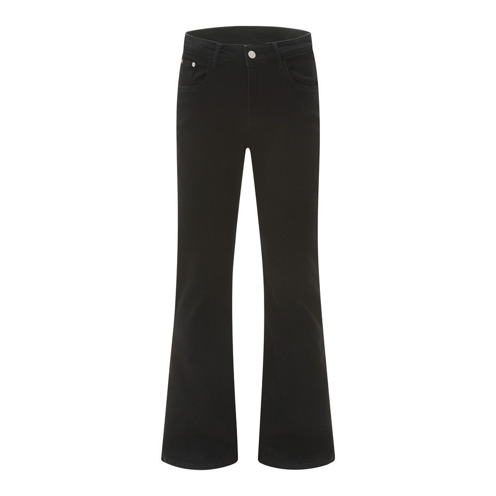 High Street Vibe Thin Velvet Denim Flared Pants Men's Autumn And Winter Solid Color Basic Vatile Loose Wide Leg_mkmklike.com