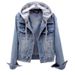 Women's Slim-Fit Denim Jacket With Hood - Korean Style Lightweight Long Sleeve Coat For Spring & Autumn_mkmklike.com