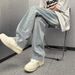 Men's Retro Washed Star Print Jeans American High Street Style Trendy Loose Straight Leg Trousers Cool Distressed Straight-Leg Jeans_mkmklike.com