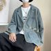 Vintage Washed Ripped Loose Suit Collar Denim Jacket_mkmklike.com