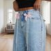Women's Clothing Fashion Wide Leg Jeans Fashionable Snow-Washed Wide-Leg Jeans With Bow Detail – High Waist, Comfort Fit, Classic Blue For Women_mkmklike.com