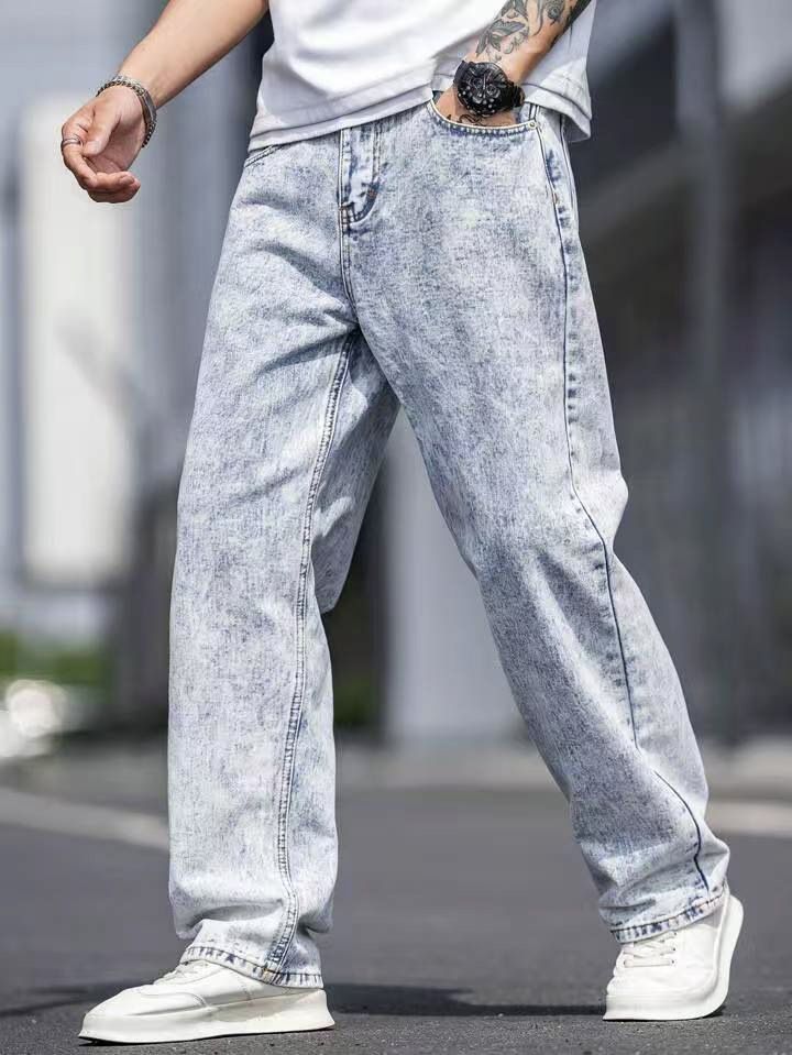 Men's Clothing Relaxed Fit Jeans – Year-Round Stretch Denim Pants (Straight Leg, Wrinkle-Resistant, Lightweight Cotton, Casual & Workwear Styling)_mkmklike.com