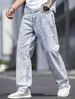 Men's Clothing Hot Selling European And American Style Sky Blue All Season Loose Straight Leg Stretch Jeans For Men Trendy Jeans_mkmklike.com