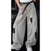 Men's Clothing Ripped Center Seam Jeans Men's Summer Thin American High Street Trendy Trousers Loose Straight Wide Leg Casual Trousers_mkmklike.com