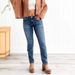 Women's Slim Fit Stretch Denim Jeans - Mid Rise Straight Leg Skinny Pants For Petite Mid Waist Elastic Slim Fit Straight Denim Pencil Pants_mkmklike.com