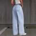 Women's Clothing High-Waisted Wide - Classic Light Blue Denim Pants With Flowy Fit, Comfortable Cotton Blend Fabric For Casual & Streetwear Outfits_mkmklike.com