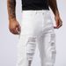 Men's Clothing Elastic Hot Diamond White Jeans Men Ripped Patch Slim Fit Skinny Tight Pants Men_mkmklike.com