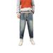 Men's Casual Straight Leg Washed Denim Pants - Stretch Comfort Fit, Vintage Style, Multiple Sizes (Blue)_mkmklike.com