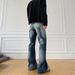 Vintage High-Waisted Flared Jeans For Men - Retro Wide-Leg Bootcut Pants With Street Style Design, Loose Fit & Comfortable Stretch Denim_mkmklike.com
