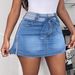 Women's Clothing Denim Skinny Mini Skirt With Drawstring_mkmklike.com