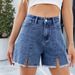 Women's High Waist Distressed Denim Shorts - Side Slit Stretch Hot Pants With Vintage Wash Casual Summer Jean Shorts For Women_mkmklike.com