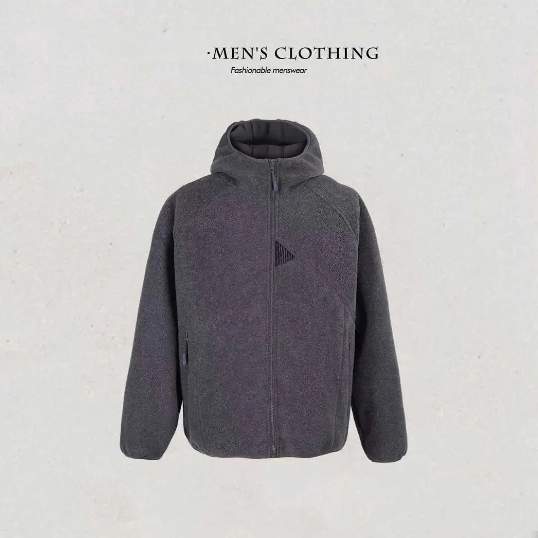 Huya Brothers Autumn Trendy Brand Versatile Casual Zipper Hooded Jacket Textured Color Yarn Fleece Heavyweight Outerwear_mkmklike.com