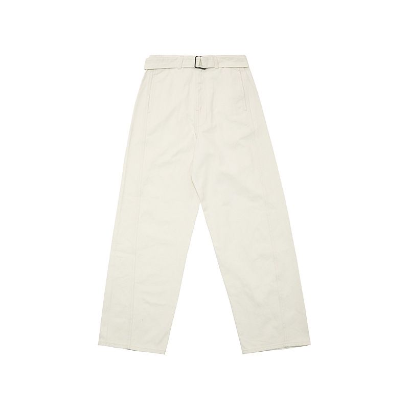 Men's Clothing Loose Fitting Wide Leg Minimalist Cleanfit Casual Pants For Men - Relaxed Wide-Leg Denim Jeans With Belt, Straight Cut, Unisex Style_mkmklike.com