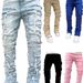 Men's Stretch Denim Jeans Slim Fit Bootcut With Vintage Wash - Casual High Street Fashion (Black, Khaki, Camo Green, Light Blue)_mkmklike.com