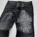 Y2K Gothic Cross Print Washed Flared Jeans - Punk Retro High Street Wide Leg Pants For Women & Men_mkmklike.com