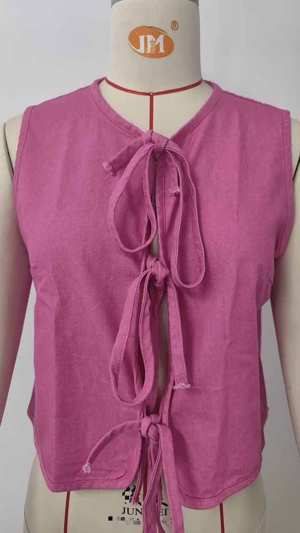 Lace-up Vest For Women; Versatile Top_mkmklike.com