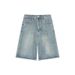 Retro Hong Kong Style Women's Denim Shorts Solid Color Loose Fit Summer Trendy Outdoor Wear Five Point Popular Pants_mkmklike.com