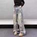 Washed And Old Jeans Men's Spring And Autumn American High Street Retro Loose Drape Wasteland Wind Dirty Dyed Long Pants_mkmklike.com