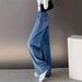 Women's Clothing High Waist Slim Floor Length Straight Denim Wide Leg Pants Women's Loose Niche High Street Ins Design 18175_mkmklike.com