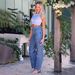 Women's Clothing Fashionable Beaded Frayed Wide Leg Jeans Denim_mkmklike.com