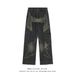 Men's Clothing High Street Star Patch Jeans Retro Trendy Straight Niche Wide Leg Trousers_mkmklike.com