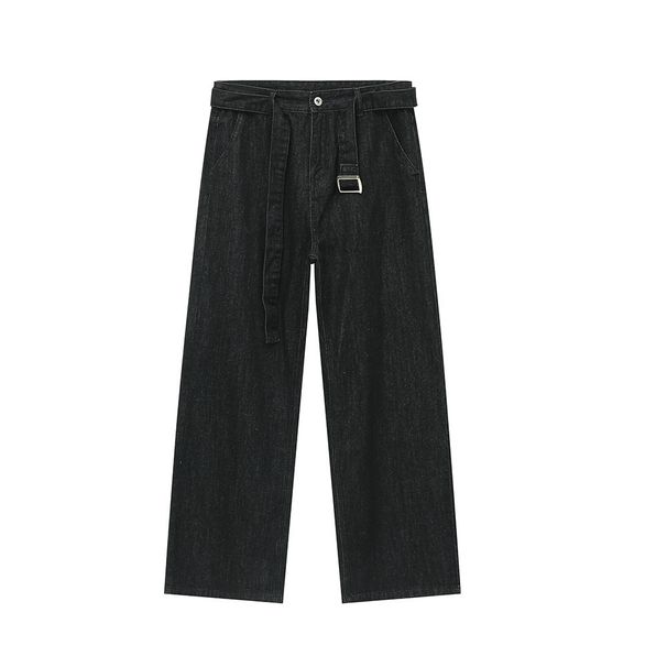 EF JEANS | 2024 New Niche Premium Detachable Belt Straight Washed Black Drape Jeans Tide_mkmklike.com