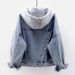 Women's Clothing Hooded Denim Jacket Women's Short Fashion Large Pocket Jacket Casual Top_mkmklike.com