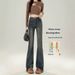 Retro Flared Jeans Women, Autumn 2025 New Style, High-waisted, Stretchy, Slim-fit, Raw Edge, Bootcut Pants For Petite_mkmklike.com