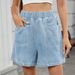 K Women's New Elastic Waisted Denim Casual Shorts_mkmklike.com