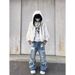 Men's Retro Washed Ripped And Distressed Slightly Flared Jeans Casual High Street Style Trendy Floor-Length Trousers_mkmklike.com