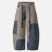 Women's Curved Edge Frayed Hem Jeans Two Tone Color Block Casual Cotton Denim Jeans With Belt Spring/Autumn Summer Collection_mkmklike.com