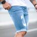 K Men's Shorts With Holes, Frayed Edges, Bleached And Washed New Denim Jeans, Thin Design_mkmklike.com