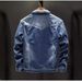 Men's Clothing Men's Fleece-Lined Denim Jacket - Slim Fit Winter Casual Coat With Stand Collar (Light Blue & Dark Blue, Sizes M-5XL)_mkmklike.com