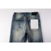 Unisex Cleanfit Stacked Flared Jeans, Vintage Mud-Blue Fade With All-Over Scratches, Breathable Summer Biker Style_mkmklike.com
