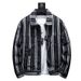 Loom Autumn Black White Striped Denim Youth Trendy Brand Style Loose Streetwear Cool Jacket For Men European And American_mkmklike.com