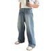 American Retro Washed Cleanfit Straight-leg Jeans For Men And Women, High Street Fashion Brand, Loose, Simple, Casual_mkmklike.com