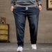 Large Size Men's New Elastic Waist Straight Jeans Men's Four Seasons Loose And Versatile Plus Fat Plus Size Jeans Men_mkmklike.com