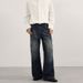 LKTM Men's Retro Washed Distressed Whiskered Bamboo Texture Jeans Unisex Trendy Pleated A-Line Trousers_mkmklike.com