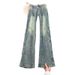 Men's Trendy Pleated Cargo Jeans Loose Straight Leg Shark Gill Style High Street American Retro Flared Trousers_mkmklike.com