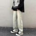 Men's American Streetwear Baggy Jeans - Yellow Mud Dyed Washed Distressed Denim Pants With Relaxed Straight Wide Leg_mkmklike.com