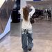 Y2K Retro Wide-Leg Jeans For Women – American Letter Print & Loose Fit (S-4XL, Bluish)_mkmklike.com